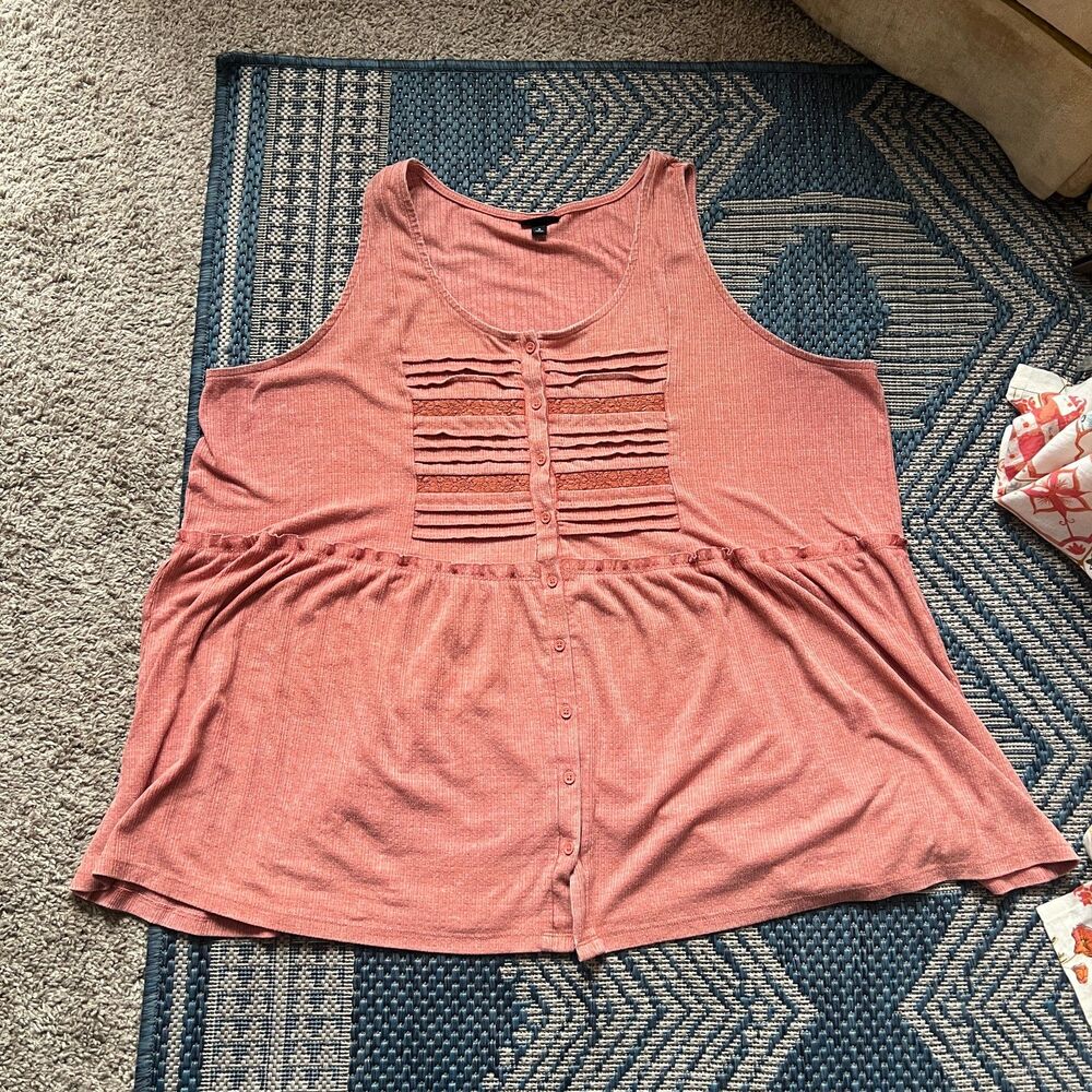 Boho lagenlook indie casual relaxed fit cottagecore tank Torrid tank top size 3